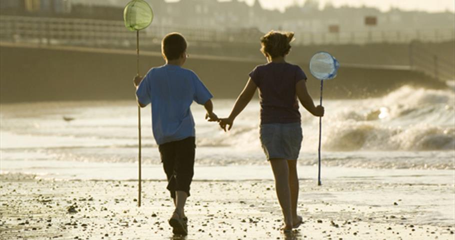Children playing on Margate beach, Kent 