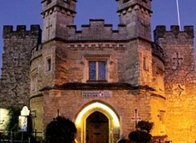 Exterior of Buckingham Old Gaol at dusk