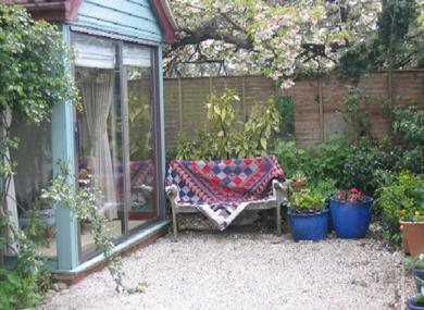 The Beach Hut garden, Self Catering, Felpham