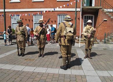 Re-enactors outside The Royal Green Jackets (Rifles) Museum
