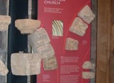 Cloister Gallery display, Norman stonemason craft
