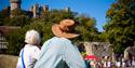 Couple admiring the castle skyline
