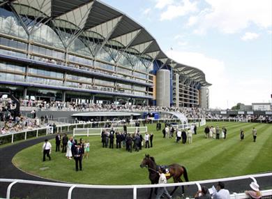 Image of the grandstand at Ascot Racecourse
